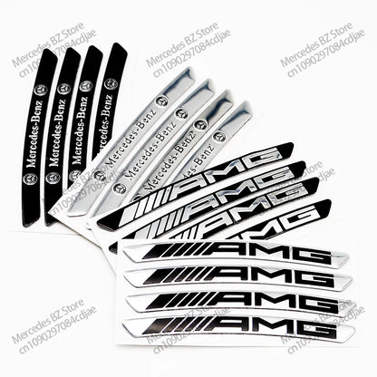 4Pcs Wheel Hub Stickers Wheel Rims Aluminium Decoration Strips For Mercedes Benz AMG GLC GLA GLB GLE GLS CLA W204 W205 W169 W176