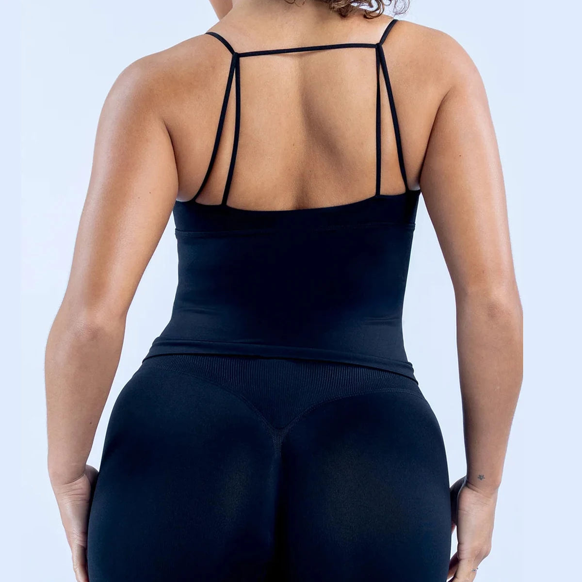 Vision Twist Front Longline Top Backless Sport Tank Top Women Yoga Vest with Removable Cups Quick Dry Thin Strap Fitness Gym Top