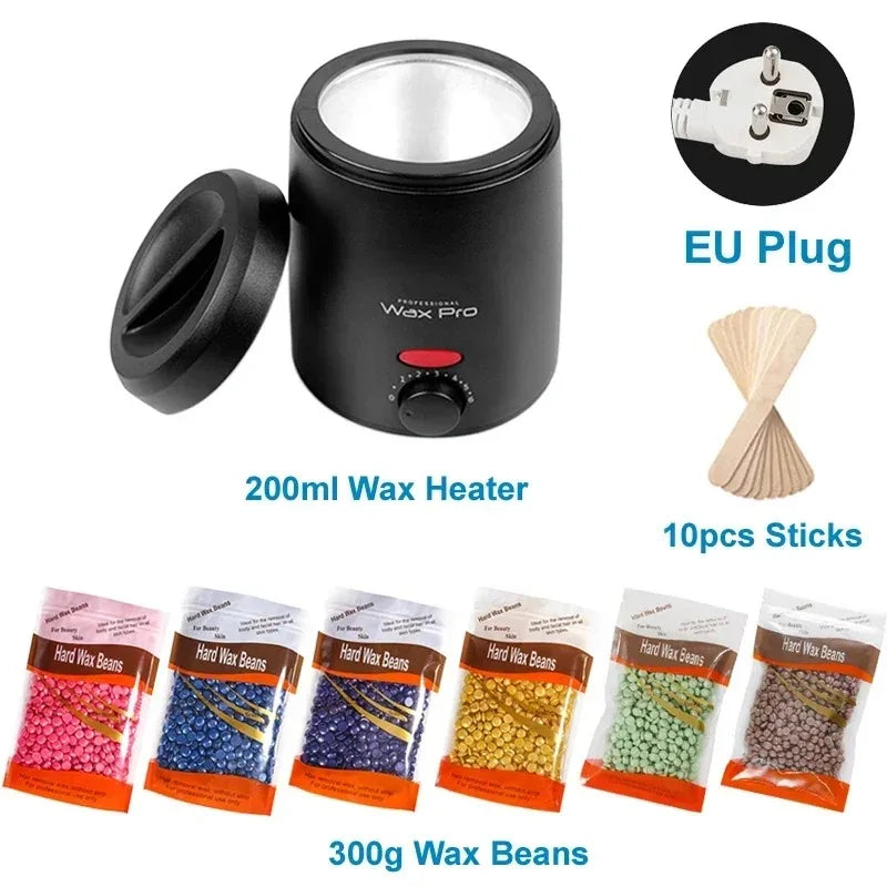 200ml Wax Melting Machine + 100g/200g /300g Wax Beans Set, Wax Heating, Wax Hair Removal And Wax Therapy Machine Wax Melting Pot