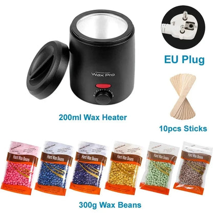 200ml Wax Melting Machine + 100g/200g /300g Wax Beans Set, Wax Heating, Wax Hair Removal And Wax Therapy Machine Wax Melting Pot