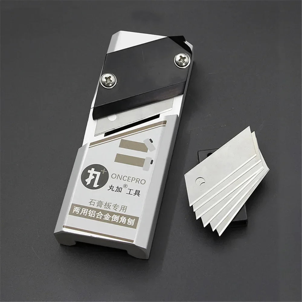 Aluminum Alloy Chamfering Planer with 6 Blade 45° Angle Wood Edges Trimming Tool for Plasterboard Ceiling Decorative Hand Planes