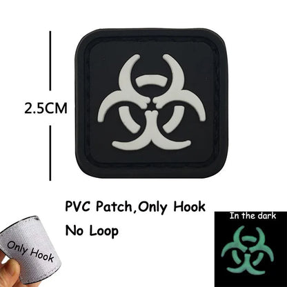 1PC,2PCS/ Umbrella Corporation PVC Rubber Morale Emblem,Biohazard Insignia Applique Embroidered patches,Tactical Backpack Badges