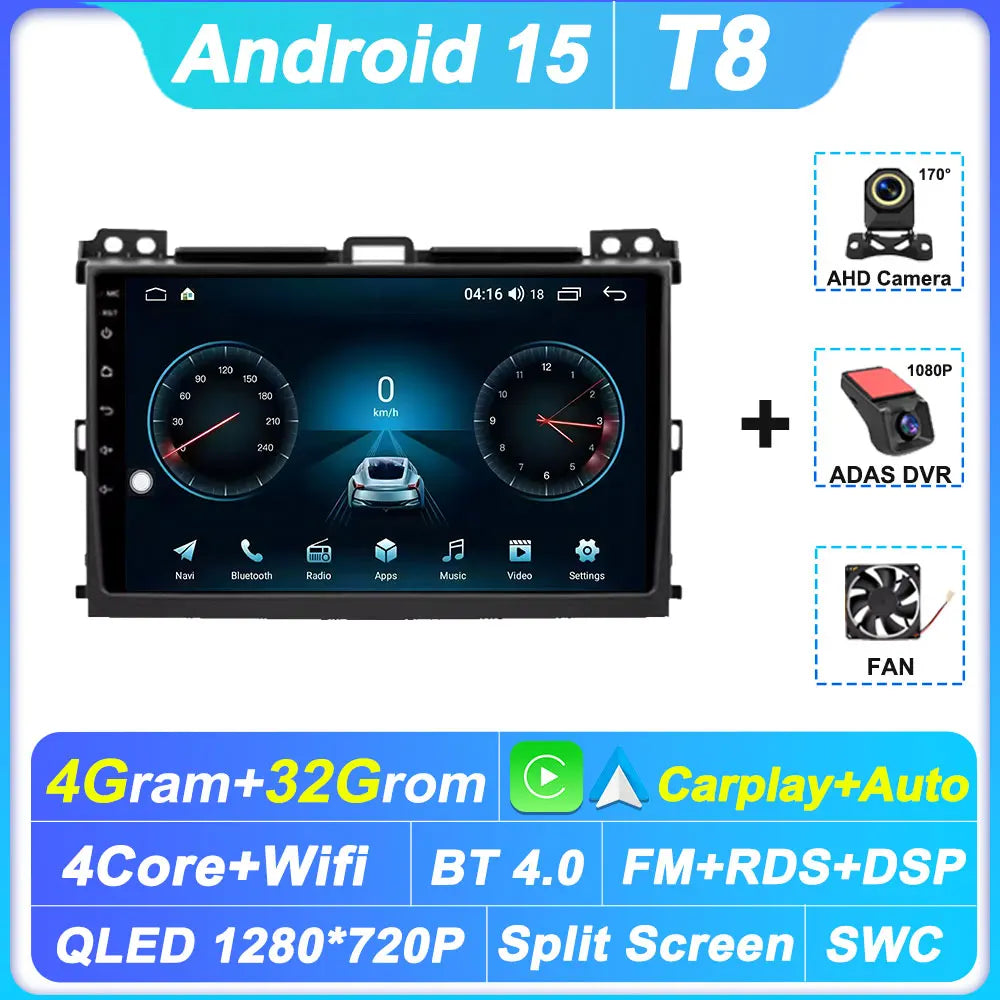 2 Din Android Autoraido For Toyota Land Cruiser Prado 120 3 III For Lexus GX470 GX 470 J120 2002 - 2009 Car Radio Touch Screen