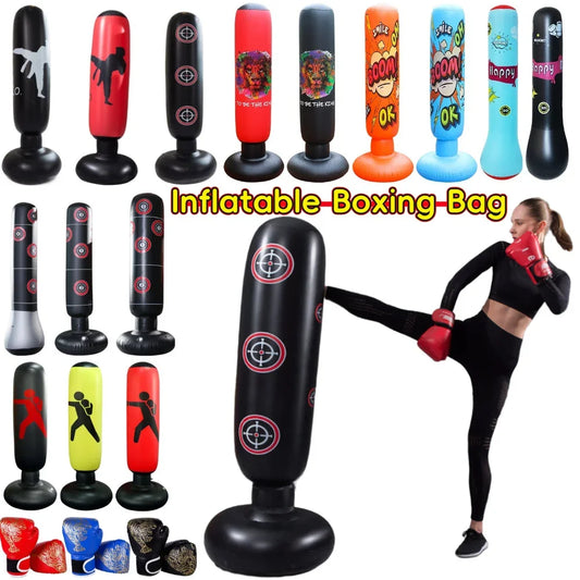 Inflatable Boxing Bag  PVC Material Kickboxing Bag Freestanding with Instant Bounce Back Movement for Adults and Children