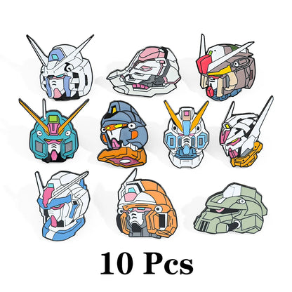 10 Pcs Fashion Anime Brooch Handsome Mobile Suit Gundam Enamel Pin Metal Badge Jewelry Clothing Backpack Accessories Gift