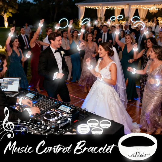 24 Pcs Wedding Party LED Glow Bracelets Sound Activated Light Up Adults Dark Glow Neon Supplies Concert