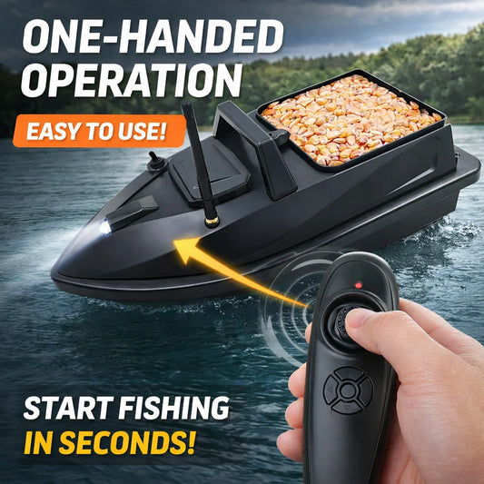 MBLN Mini Bait Boat 500m Remote Control, Ultra-Quiet Dual Motor, Cruise Control, 1.5kg Load, Night Lights, Auto Yaw Correction