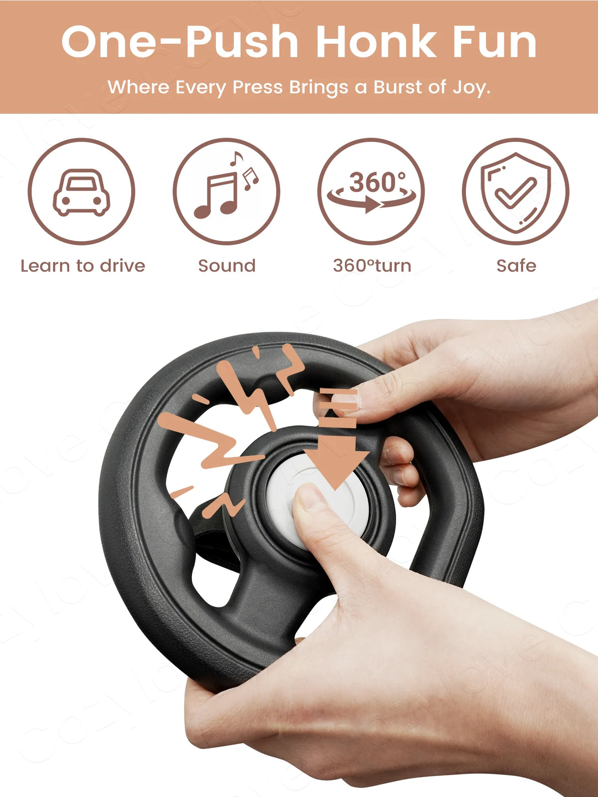 Stroller Steering Wheel Toy | 360° Rotatable Interactive Car Driving Toy for Toddlers, Fits Most Strollers