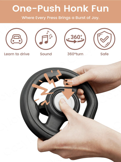 Stroller Steering Wheel Toy | 360° Rotatable Interactive Car Driving Toy for Toddlers, Fits Most Strollers