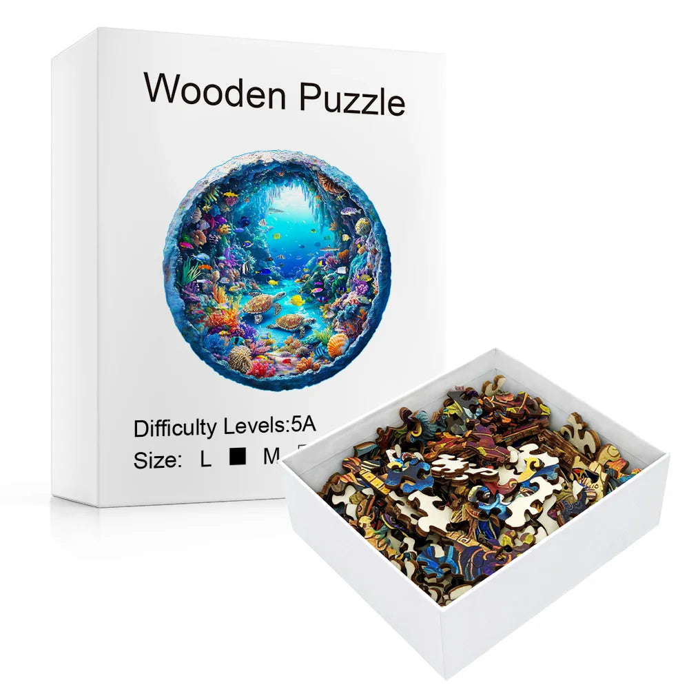 Wooden Puzzle - Adult Unique Alien Advanced Wooden Puzzle Gift - Happiness Tree, Ocean World Animal Jigsaw Puzzles Family Game