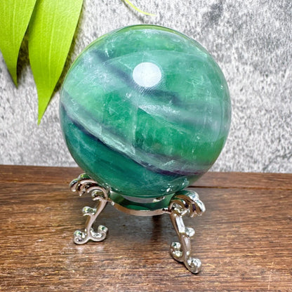 Natural Blue Snowflake Feather Fluorite Spheres Stone Healing Crystal Reiki Energy Home Scene Decorations Gifts+Stand