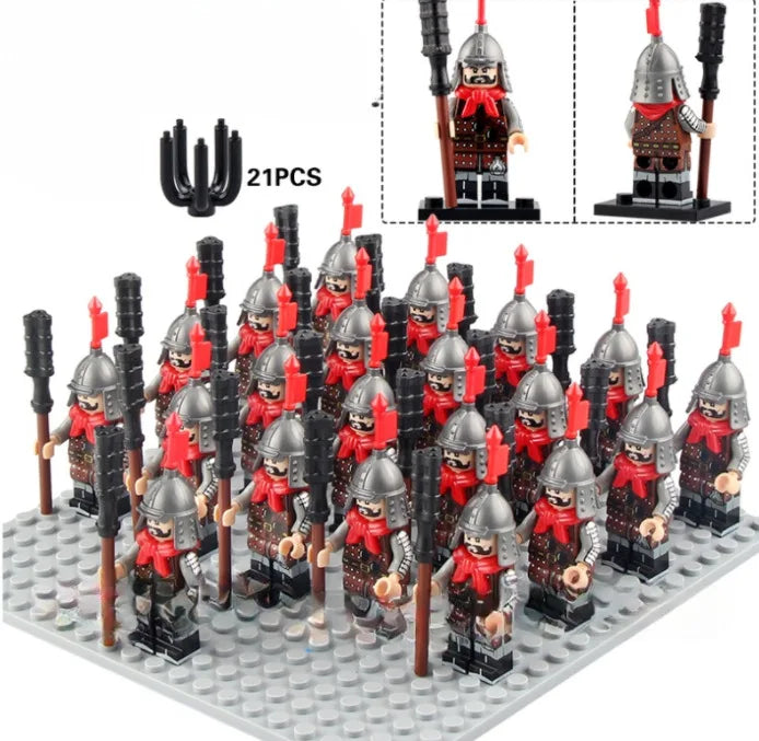 21PCS Medieval Ancient Roman Warrior Series Spartan 300 Warrior Children's Building Block Toys DIY Micro Scene Ornaments