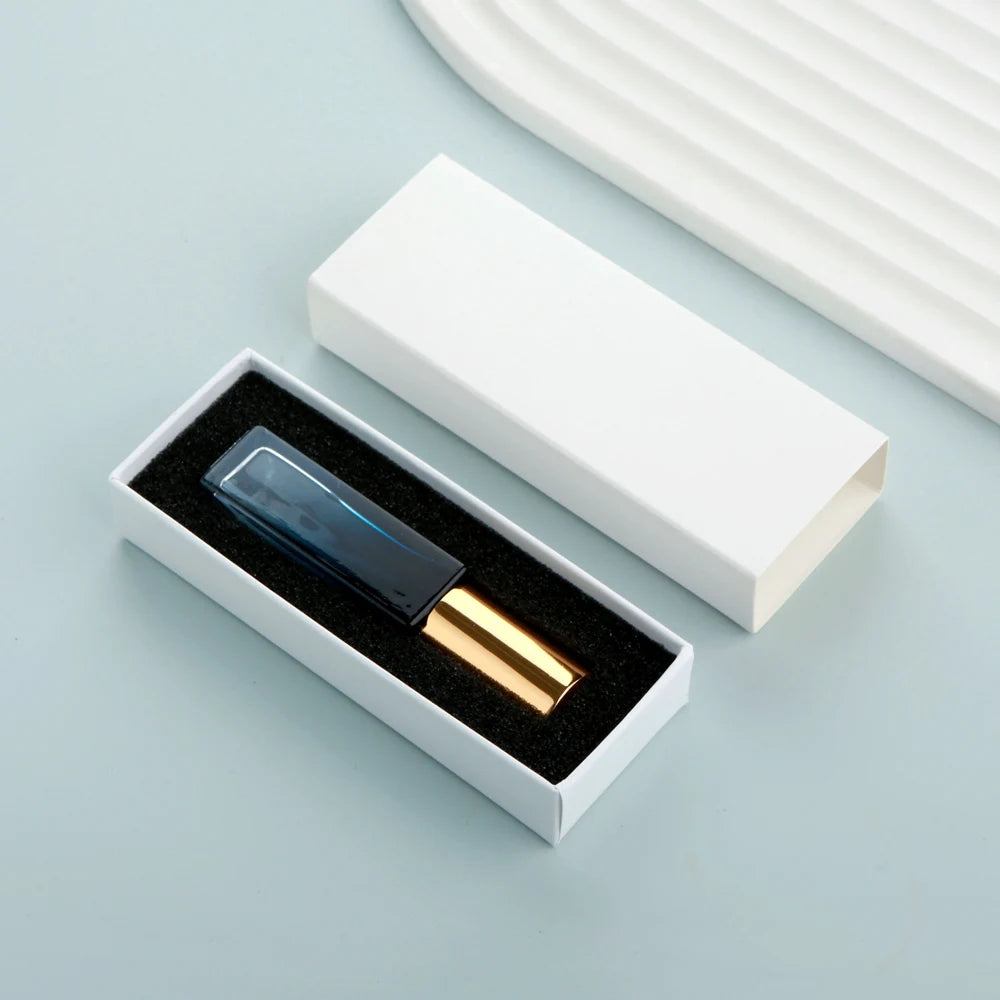 10PCS 10ml Blue Gradient Perfume Bottle Square Glass Spray Bottle with Box Travel Portable Sample Fragrance Atomizer