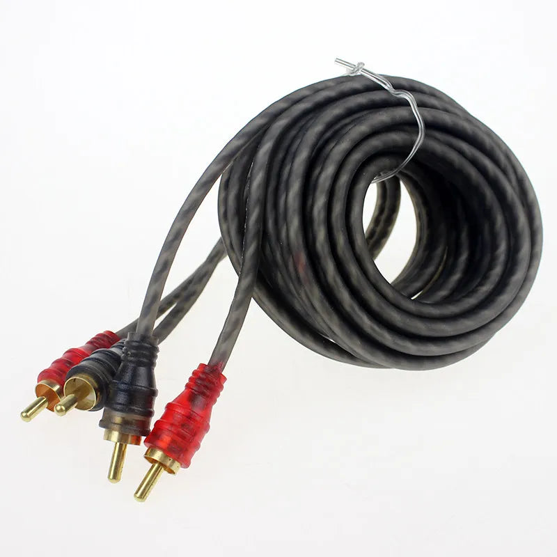 Car Audio Subwoofer Amplifier Connection Audio Signal Cable Dual RCA Plug Male to Male