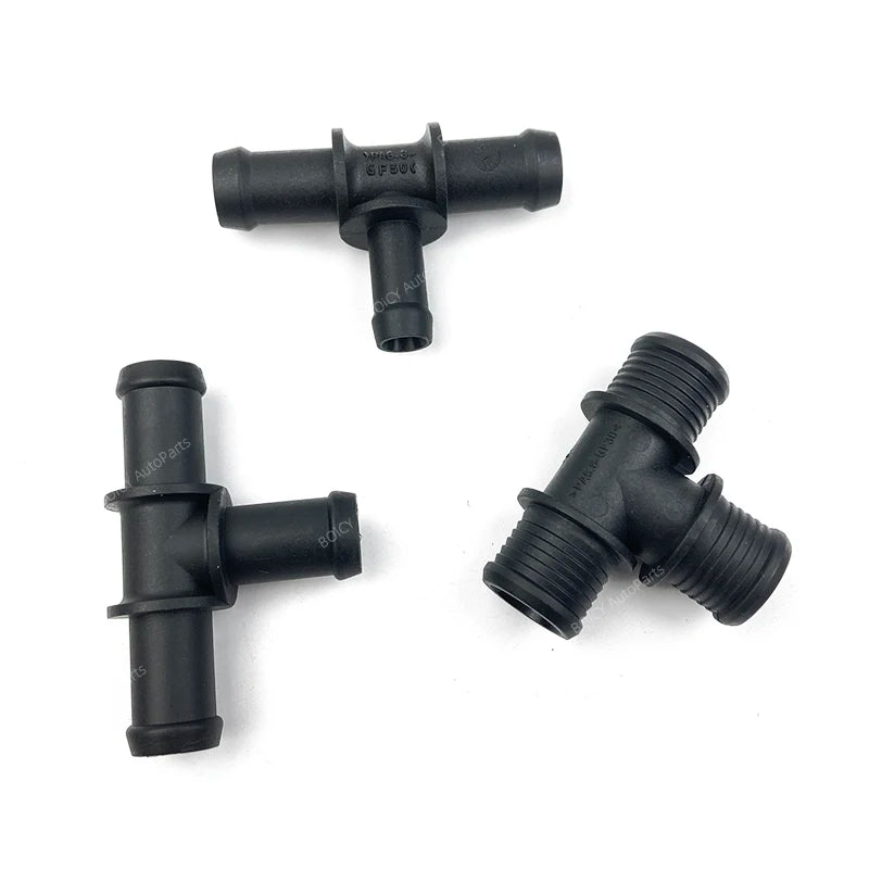 BOICY Coolant Water Pipe Tee Connector Car Black Auto 3 Way Tee Heater Water Hose Fitting Connector Kit for VW Audi Skoda Seat