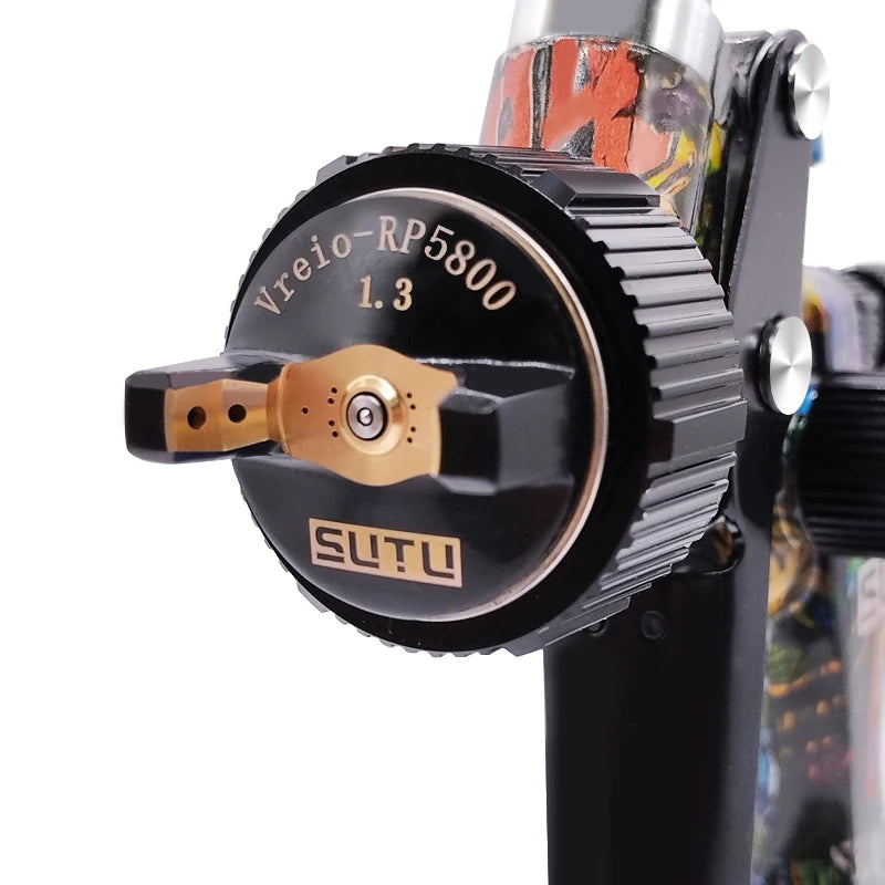 Sutu 5800 Pneumatic Spray Gun 1.3mm Stainless Steel Spray Nozzle 600ml Pot Car Furniture Spray Paint Clear Atomization