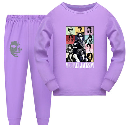 International celebrity children's short sleeved shorts and long sleeved Boy Girl Michael Jackson pajamas set