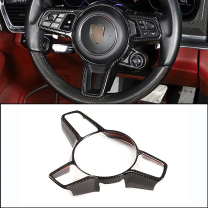 For Porsche Macan Cayenne Panamera 718 911 918 ABS Matt Black Texture Interior Steering Wheel Cover Trim Interior Accessories