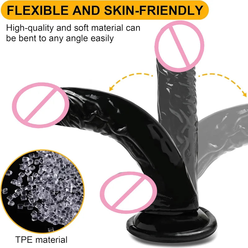 Waterproof  Realistic Black Dildo Masturbators Anal Gay Soft Clitoris Vaginal Massager Penis Suction Cup Dick Sex Toys for Women
