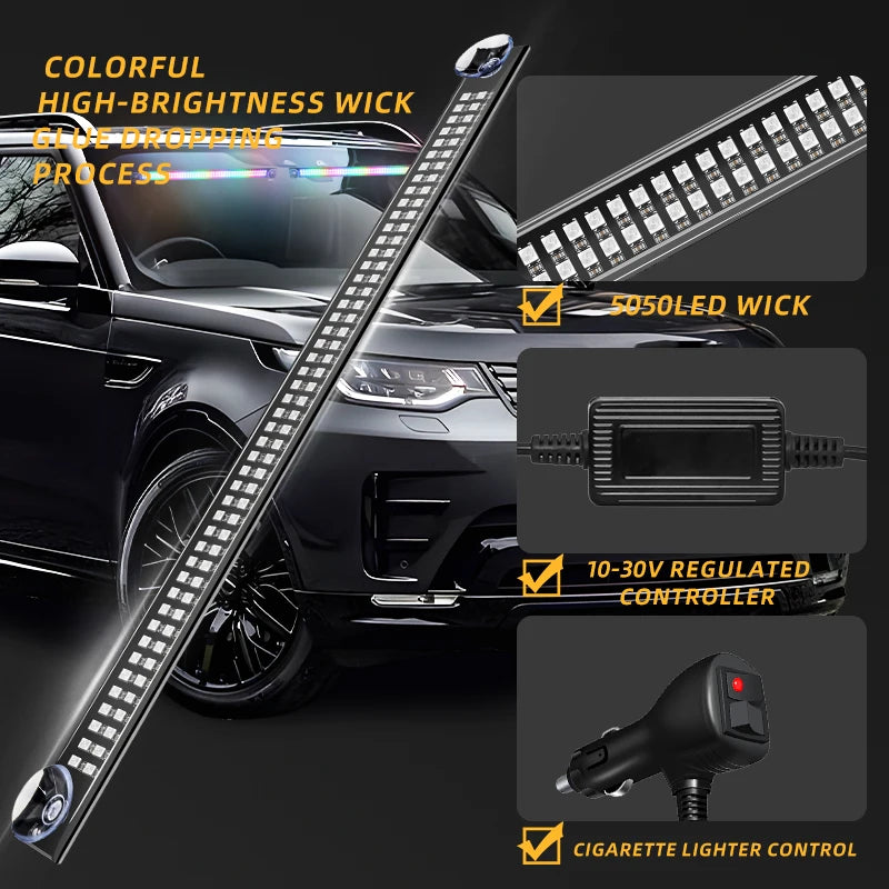 RGB 192LED Auto Roof Windshield Strobe Light 2 In1 LED Flash Warning Signal lamp Truck Windshield Strobe Emergency Car Light