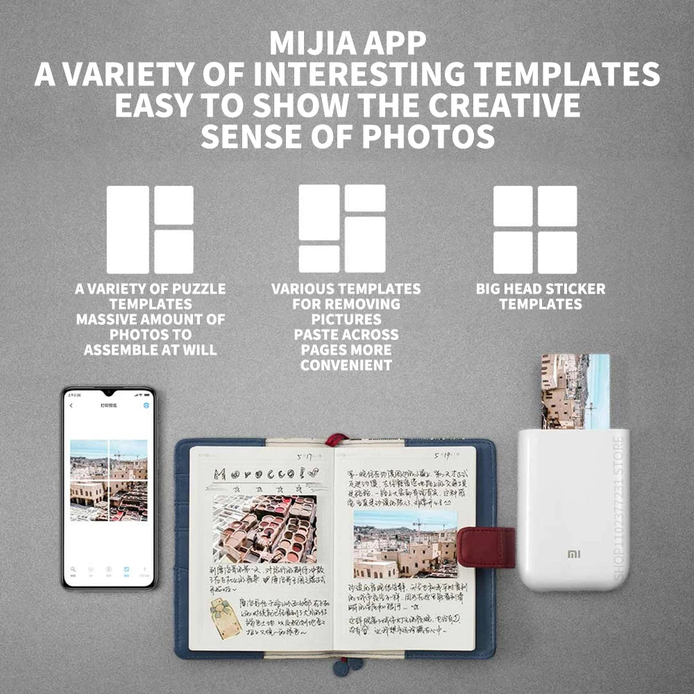 Original Portable MIJIA Pocket Photo Printer Wireless Bluetooth Thermal Print AR Video Mijia ZINK Self-adhesive Color CN
