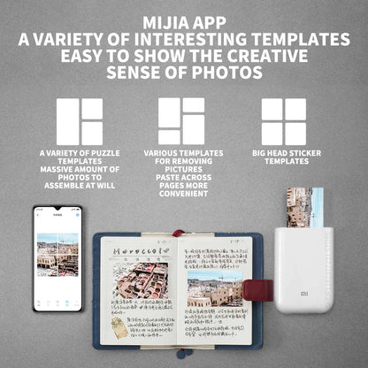 Original Portable MIJIA Pocket Photo Printer Wireless Bluetooth Thermal Print AR Video Mijia ZINK Self-adhesive Color CN