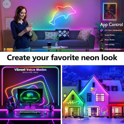 Neon Rope Light 24V 5M 10M 15M 20M 30M Rgb Bluetooth Neon Led Strip Light Outdoor Waterproof Multicolor Neon Flexible Diode Tape