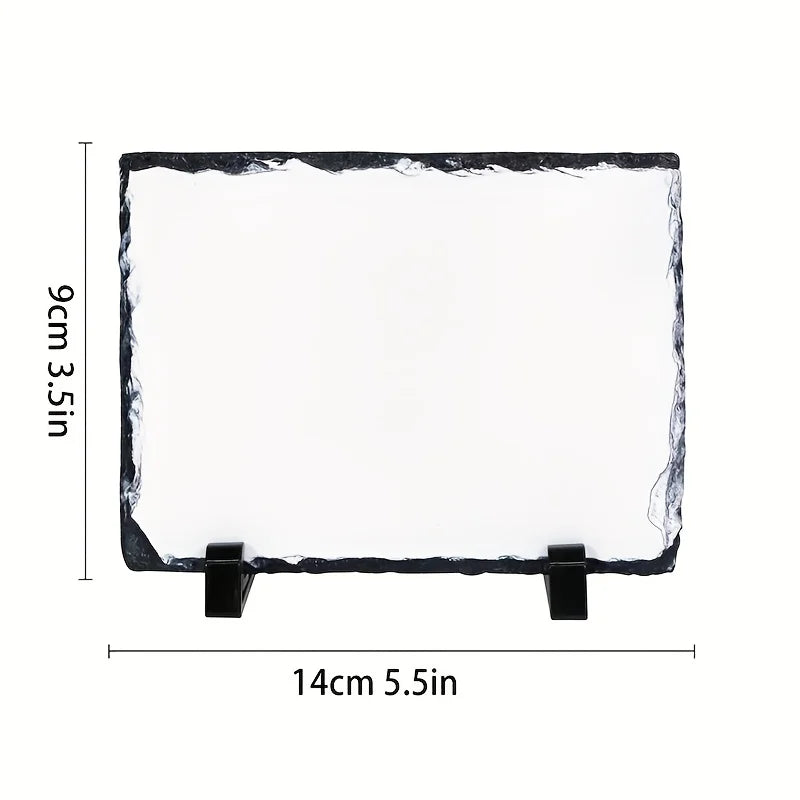 1 Pc Personalized Sublimation Slate Blank-Rectangular Heat Transfer Photo Frame with Display Stand & Heat Tape for DIY Projects