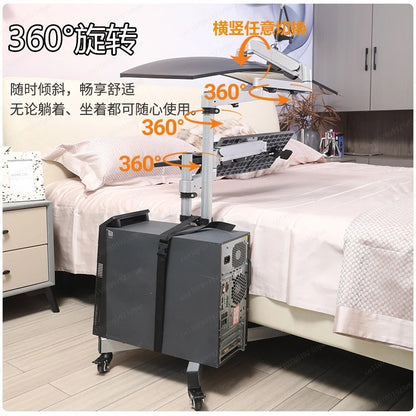 Multifunctional Lazy Bed Bedside Computer Desk Mobile Monitor Stand with Keyboard Bracket for Office Use