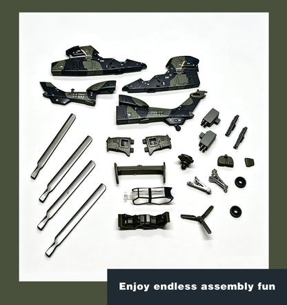 1:72 Scale DIY Assembly Military Helicopter Model Kit, Openable Cabin Door, Detachable Accessories, Collectible Desktop Decor, I