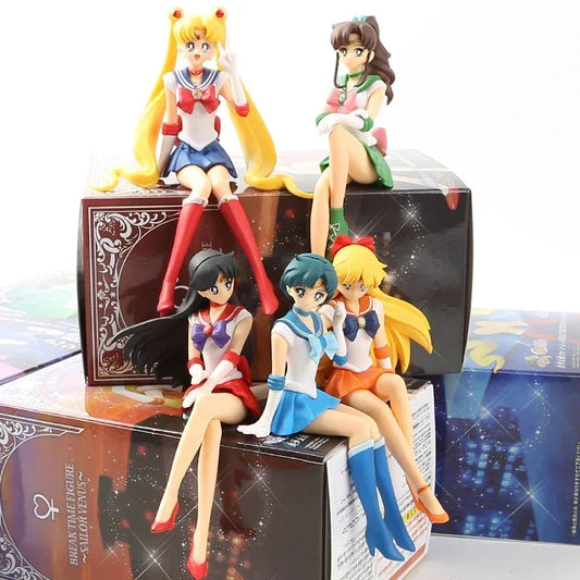 13.5cm Sailor Moon Anime Hino Rei Car Accessories Collection PVC Doll Sailor Mars Jupiter Mercury Venus Figures Toys Kids Gifts