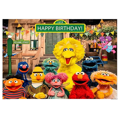 Birthday Party Decoration Set Supplies Cartoon Sesame Streets Birthday Party Supplies Tableware Balloon Cake Topper Banner Plate