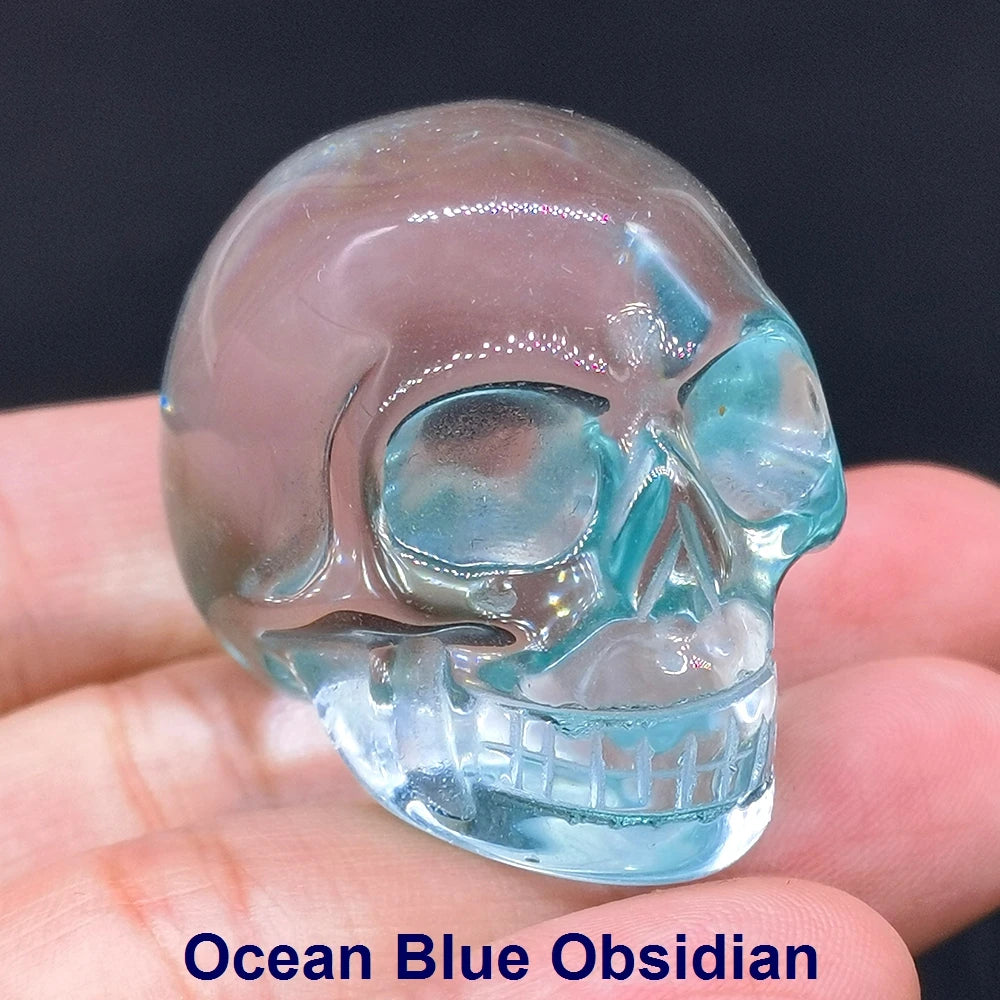 Wholesale 1.5" Natural Stones Crystal Skull Statue Amethyst Quartz Tiger Eye Carved Ore Mineral Crystals Figurine Home Decor