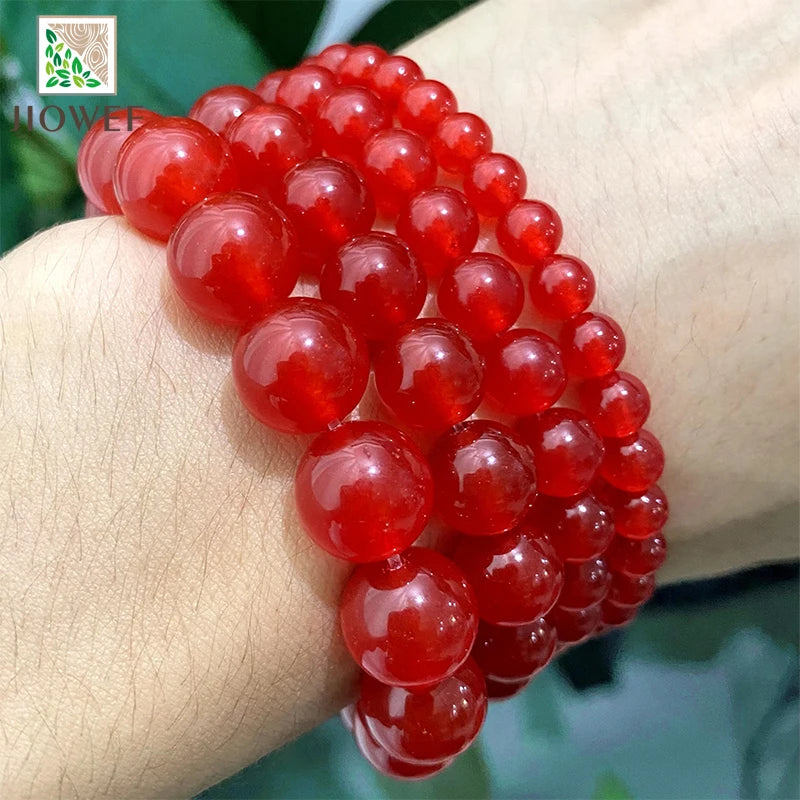Smooth Red Jasper Chalcedony Jades AAAAA Natural Stone Beads for Jewelry Making DIY Charms Bracelet 4/6/8/10/12/14mm 15" Strand
