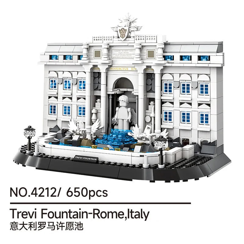 WANGE City Architecture Sydney Opera Santorini Building Blocks Chamartin Stadium Mosque Assembled Model Collection Toys For Gift