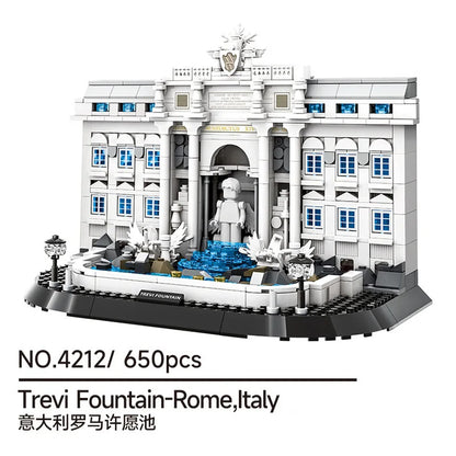 WANGE City Architecture Sydney Opera Santorini Building Blocks Chamartin Stadium Mosque Assembled Model Collection Toys For Gift