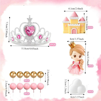 1SET Princess Castle Crown Cake Topper Princess Happy Birthday Cake Decorations Baby Shower Party Pavors