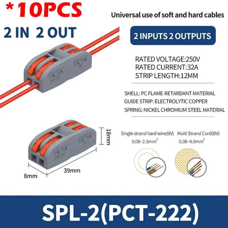 SPL2/3/4/5 Connector Wiring Terminal Quick PCT Lamp Wire Connector Parallel Wire Junction Box 1/2/3/4/5 in Multiple Out Splitter