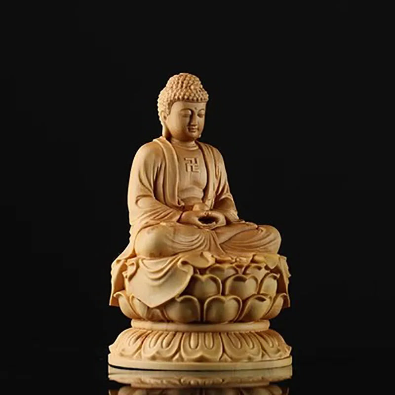 Cypress Wood Carving sitting Statue, The Buddha Buddha's Home Furnishings, Automobile Buddha Statue