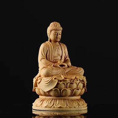 Cypress Wood Carving sitting Statue, The Buddha Buddha's Home Furnishings, Automobile Buddha Statue