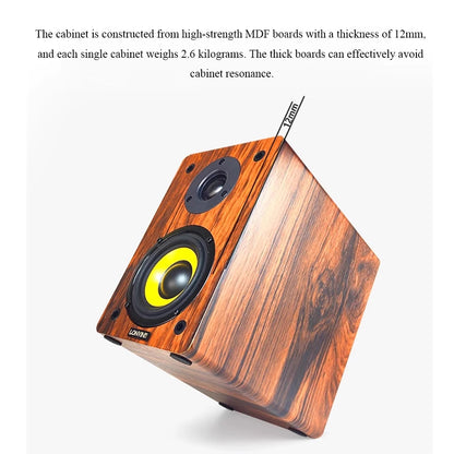 4-inch HIFI Passive Speaker with 60W*2 Output Power 3-inch Silk Dome Tweeter 2-way Stereo Home Stereo Wooden Bookshelf Speaker