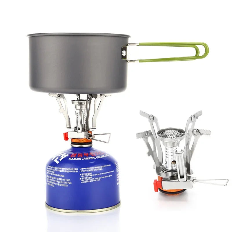 One Piece Gas Stove with Converter Portable Compact Outdoor Cooking Gear for Camping Hiking Backpacking