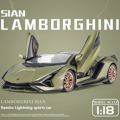 1:18 Lamborghini SIAN FKP 37 sports car Diecast Metal Alloy Model car Sound Light Pull Back Collection Kids Toy Gifts