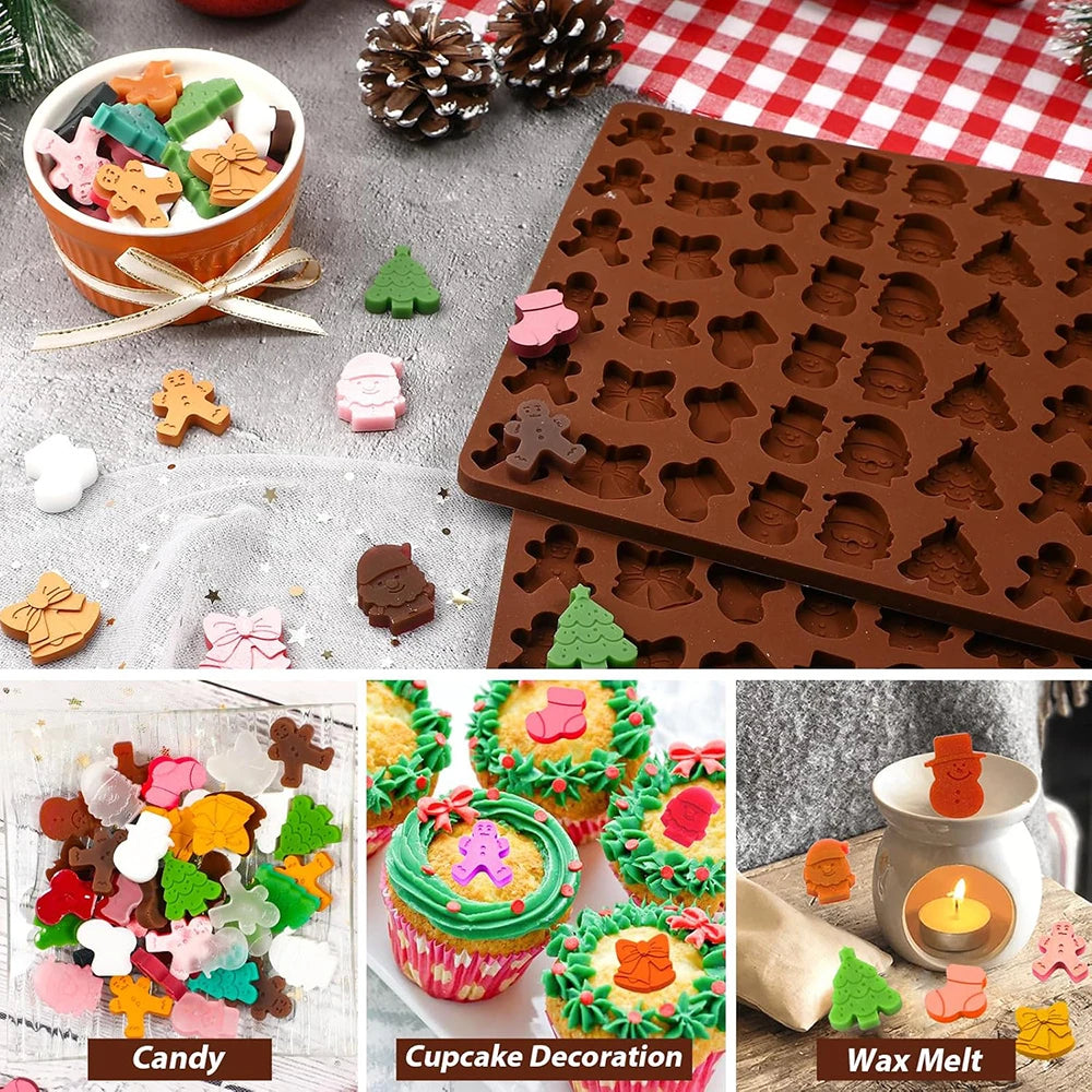 Christmas Silicone Chocolate Mold Christmas Candy Santa Clause Silicone Baking Mold for Chocolate,Candy,Jelly,Ice Cube,Dog Treat