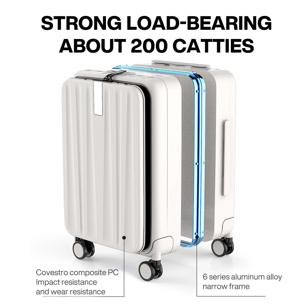 Hanke Innovative Design 20" Carry On Suitcase 24" Travel Luggage Aesthetic Narrow Aluminum Frame PC Hardside Spinner Wheel H9860