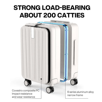 Hanke Innovative Design 20" Carry On Suitcase 24" Travel Luggage Aesthetic Narrow Aluminum Frame PC Hardside Spinner Wheel H9860