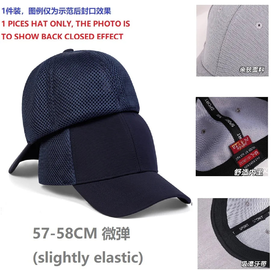 Back Closed Baseball Caps for Men and Women, Big Head and Small Head Hat, High Quality Headwear