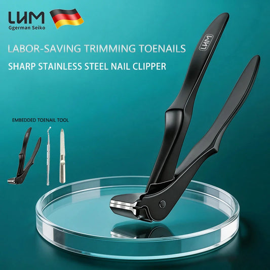 Ingrown Nail Clippers, Slanted Curved Blade Toenail Clippers, Wide Jaw Anti-Splash Nail Clipper for Thick Ingrown Nails, Stainle