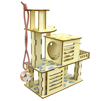 Hamster chamfer minipet toy tree nest ladder fence springboard platform building basic cage Villa