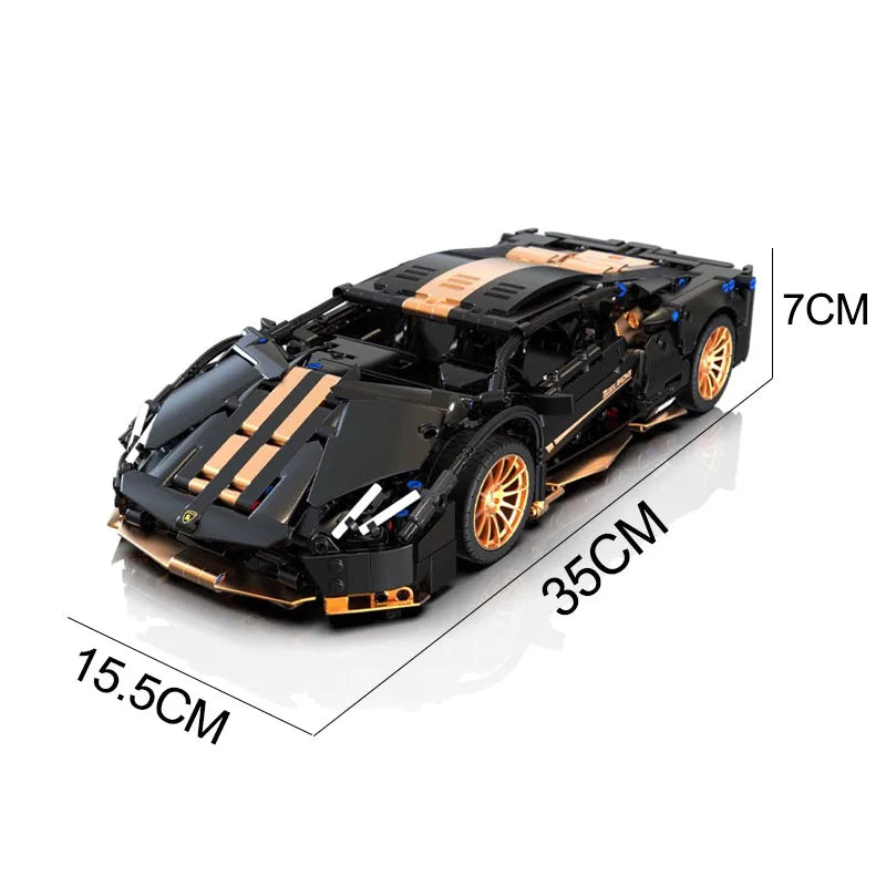 FUNXINEE 1309 PCS Technical Black Gold Sports Car Building Blocks Super Racing Vehicle Assemble Toys Christmas Birthday Gifts